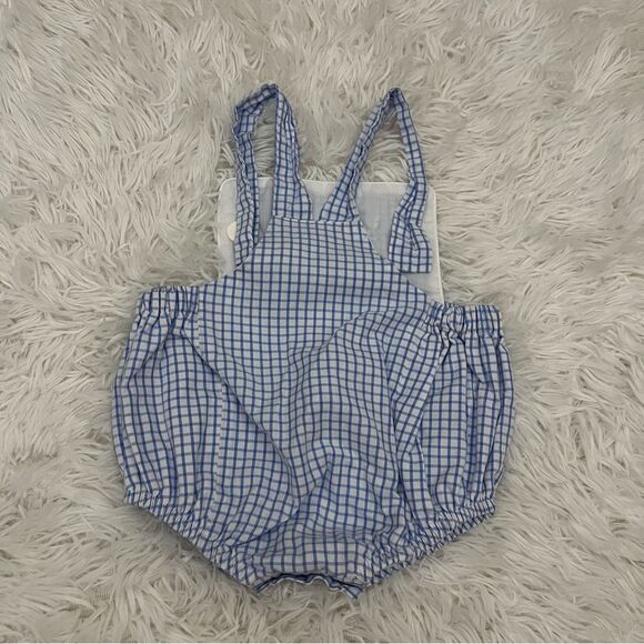 The Proper Peony Bubble Blue White Gingham monogrammed LMG 12 mos - Picture 4 of 5